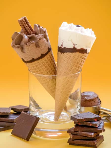 chocolate and vanilla cones