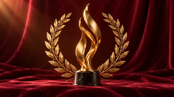 Golden Flame Trophy with Laurel Wreath