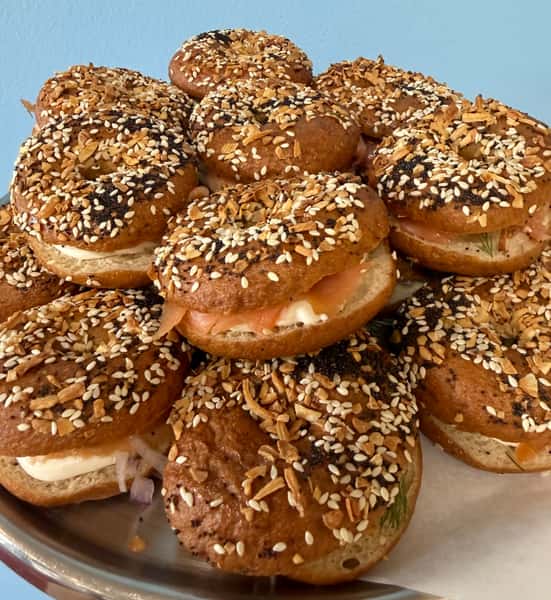 Mini "Everything" Bagels w/Lox and Cream Cheese