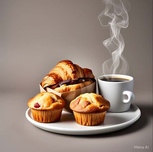 muffins and hot coffee