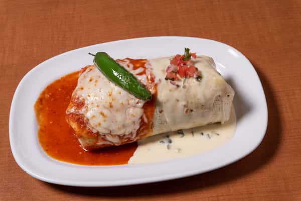 Smothered Burrito - Queso and Arbol