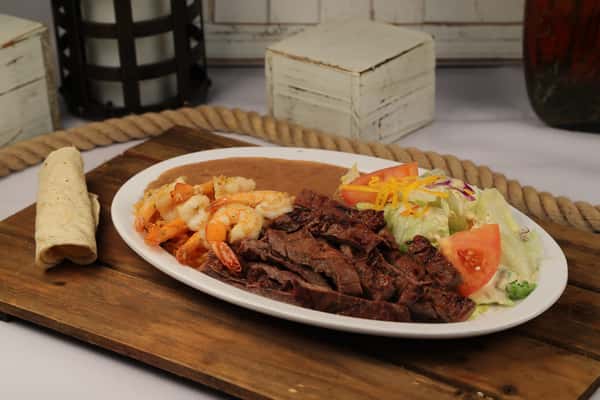 Carne Asada Con Camarones