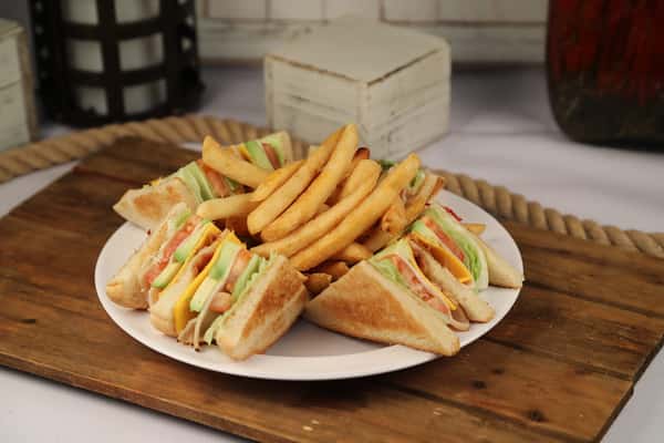 Club Sandwich With French Fries