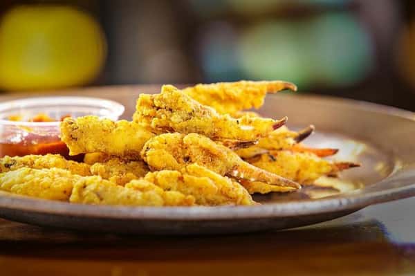 deep fried crab legs with dipping sauce