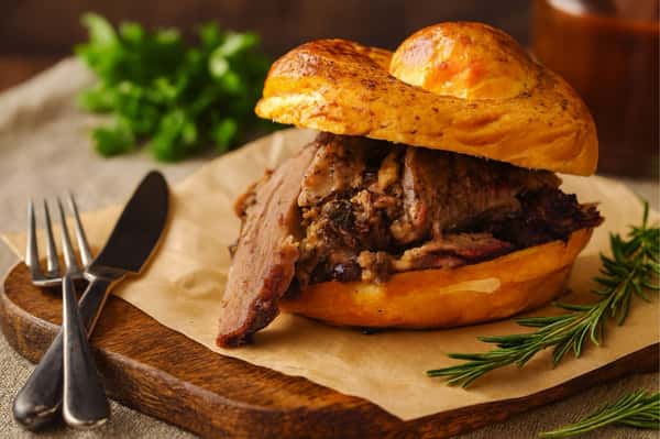 Smoked Sliced Brisket Sandwich