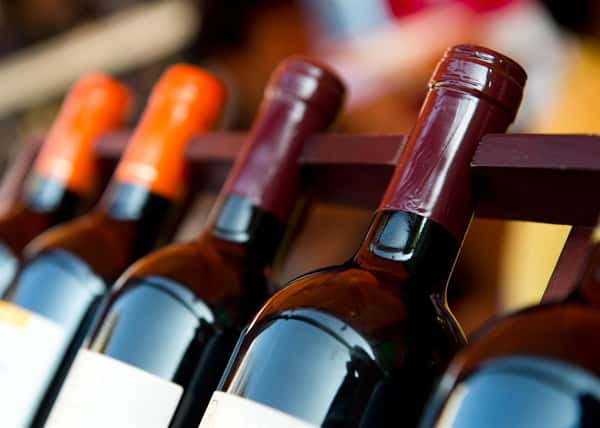 Bottles Of Wine Lined Up
