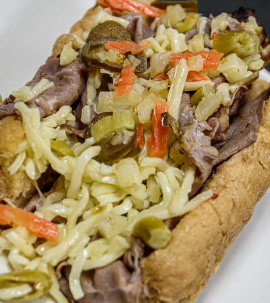 Italian Beef with Bread, Cheese & Peppers