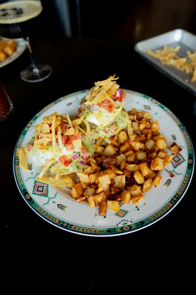 Tomatillo Pork Eggs Benedict