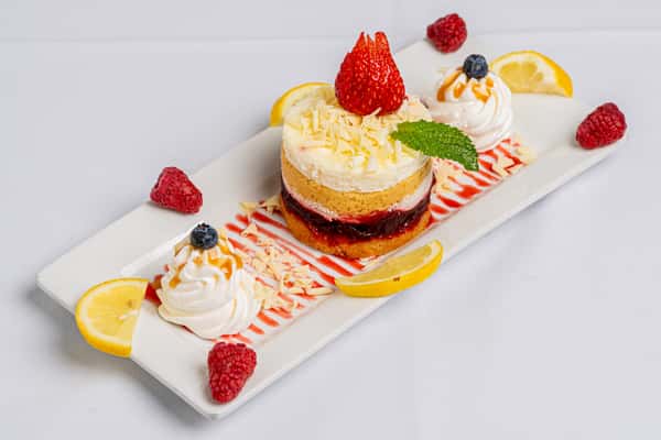Raspberry lemon chiffon cheesecake