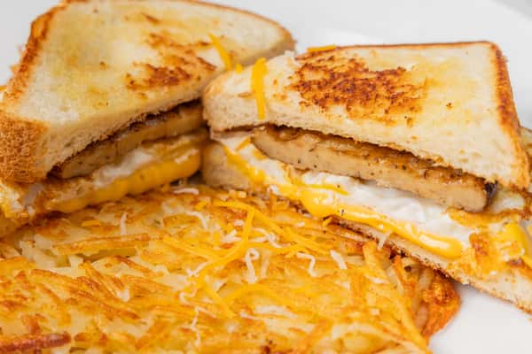Sandwich with egg and sausage