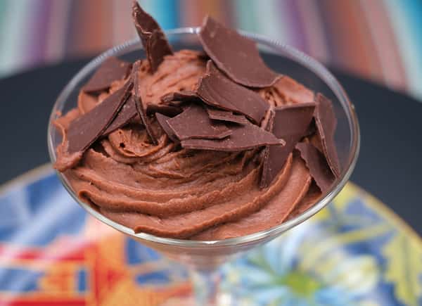 Rich and creamy chocolate served in a martini glass