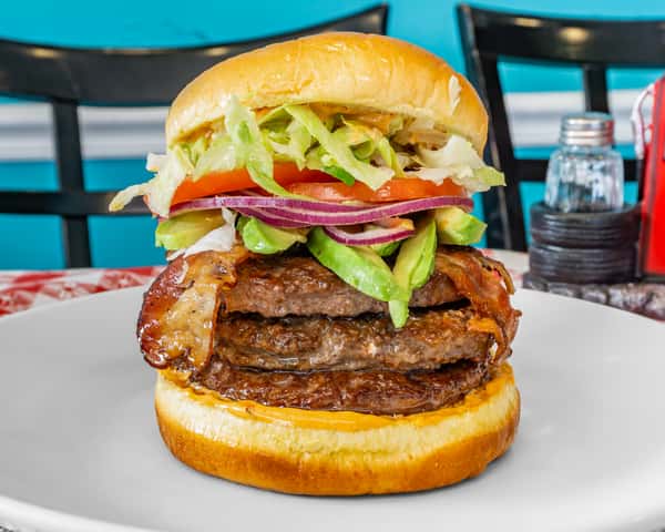 Triple Avocado Bacon Burger
