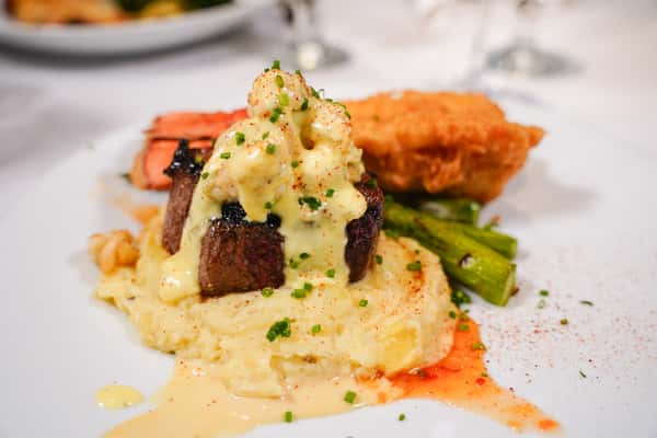 Steak topped with a creamy sauce