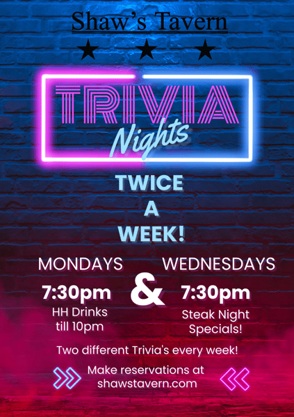 Trivia 2 days a week!