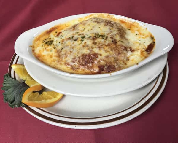 casserole with melted cheese on top
