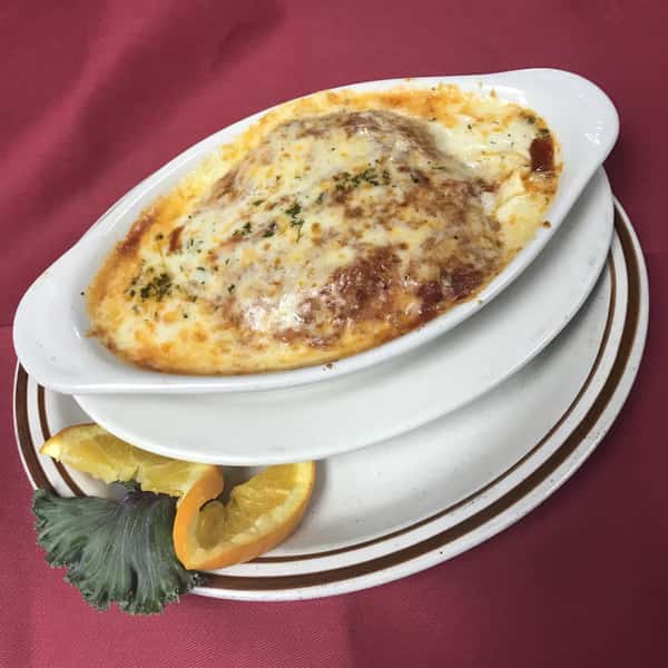 casserole with melted cheese on top