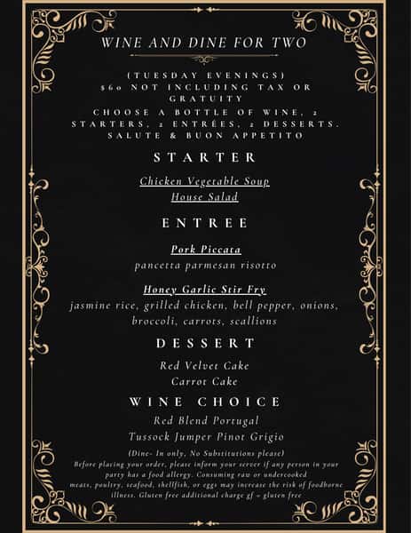 Wine & Dine Options May 26th, 2026
