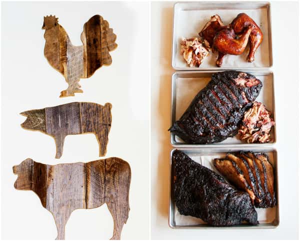 Chicken, pork, and beef BBQ