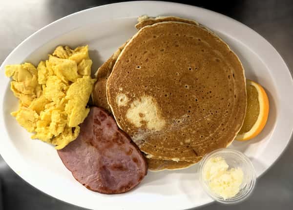 3. 1 Pancake, 1 Egg with Ham, Bacon or Sausage