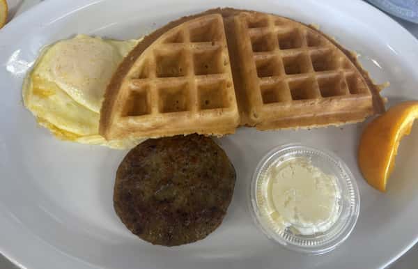Half Waffle with One Egg & Meat