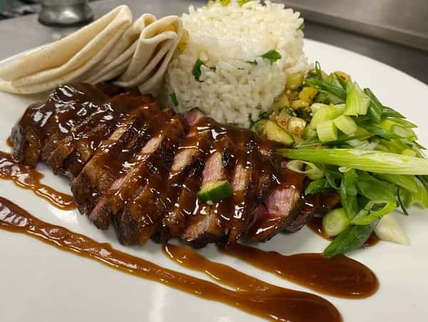 Some great features tonight. This Peking duck style glazed duck breast with pancakes, cucumber and scallion was not to be missed