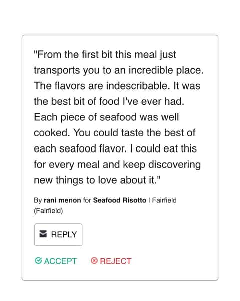 Great review about our very popular seafood risotto