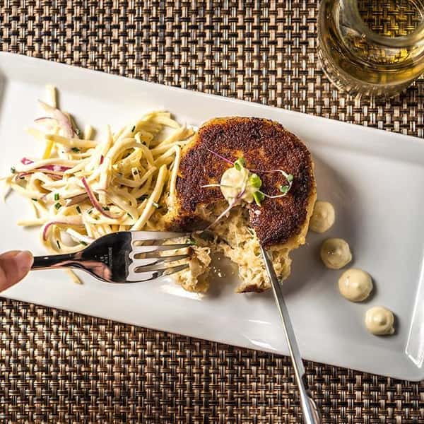 Lump Crab Cake with Celery Root Slaw and Lemon Caper Aioli