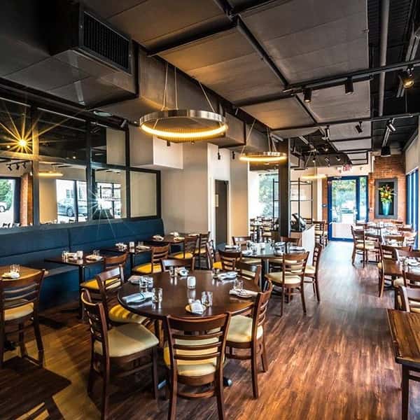 Comfortable interior table seating.