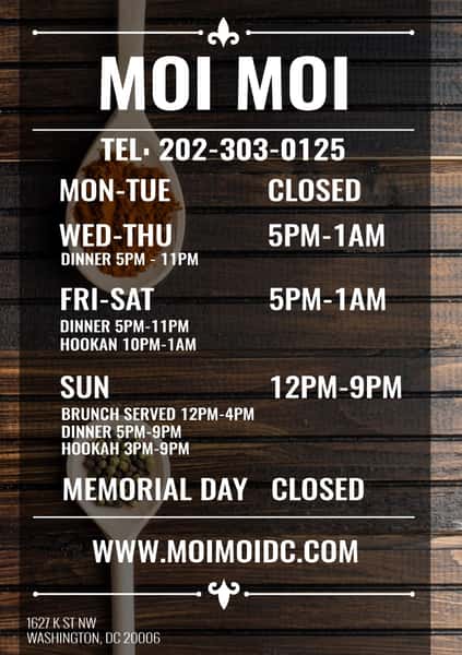 Moi Moi's New Opening Hours