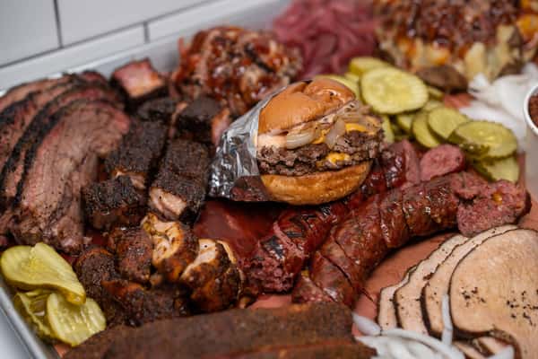 tray of smoked meats