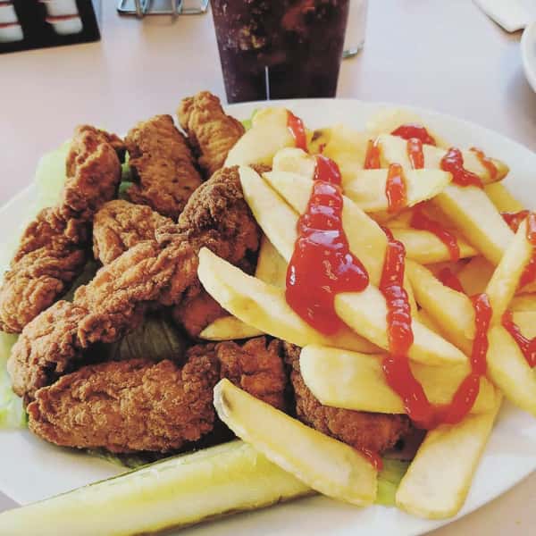 Fried chicken and fries