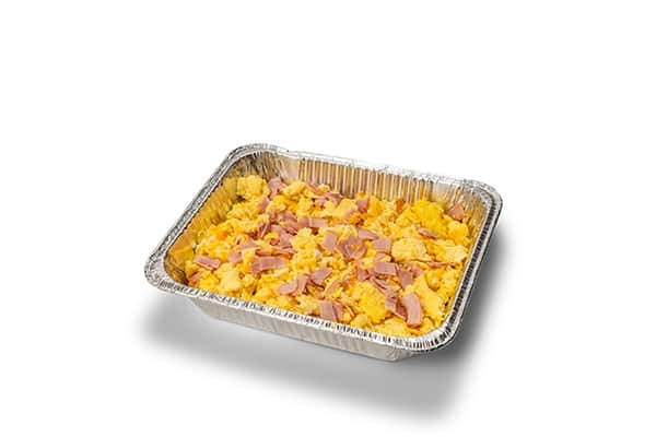 Ham & Cheddar Scrambled Eggs (serves 10-12)