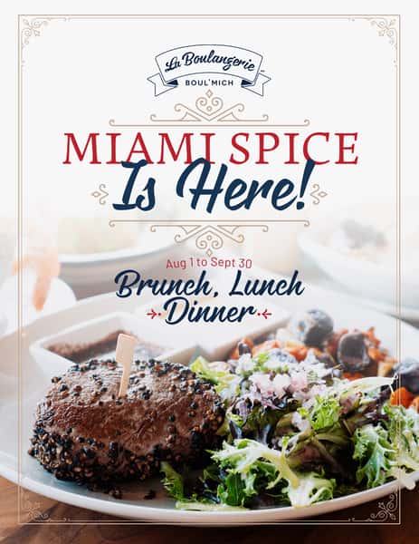 Miami Spice is Here, Aug 1 to Sept 30, Brunch, Lunch, Dinner.