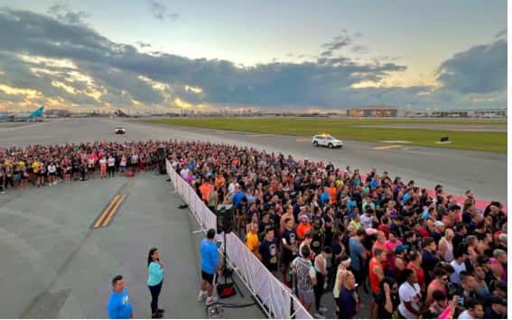 Runners gathering for marathon