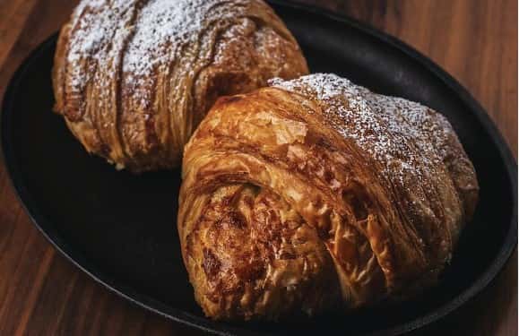 Plate of fresh baked croissants