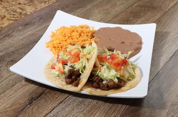 #6 Two Tacos, Rice and Beans