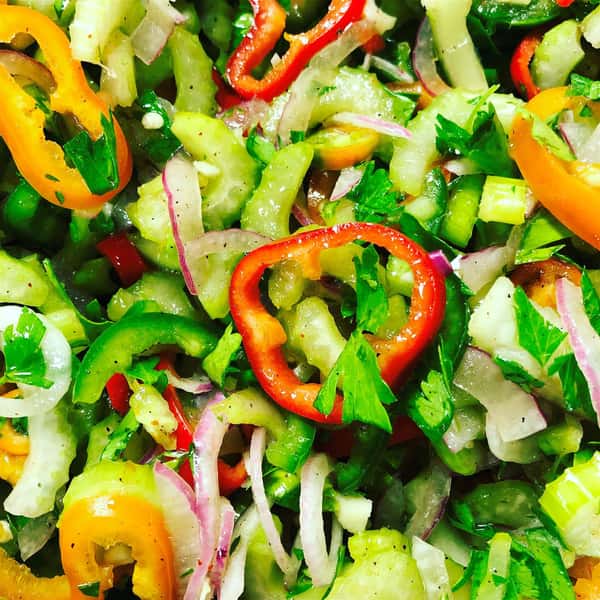 salad with peppers and red onions