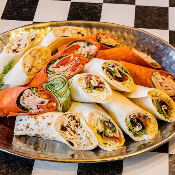 a tray of varying wraps