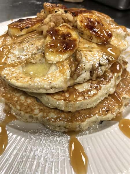 Banana Nut Bread Multgrain Pancakes  (currently out of multigrain but can make with regular batter)