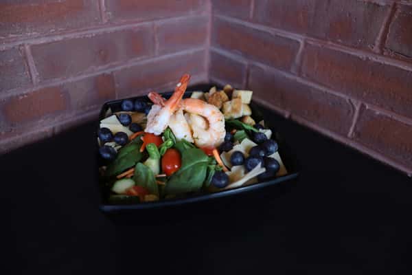 Spinach Salad with Garlic Basil Shrimp