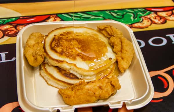 Pancakes and 3 Chicken Wings