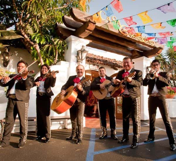 Casa Guadalajara Cielito Lindo Mariachi band performing at the front entrance
