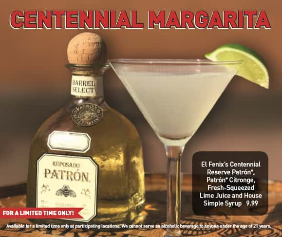 Centennial margarita, patron flyer
