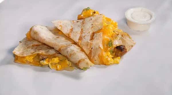 Sausage, egg and cheese quesadilla