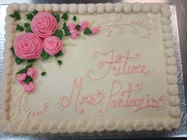1/2 Sheet Cake, Pink Roses