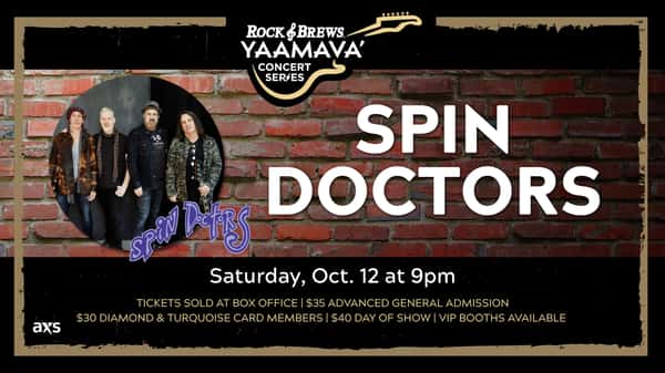 The middle of the graphic shows the Spin Doctors as well as the event details, October 12th at 9pm.