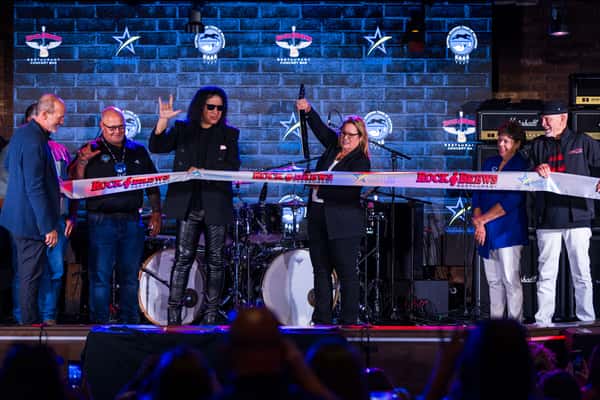 Gene Simmons at the Grand Opening Ribbon Cutting at Rock & Brews Indigo Sky