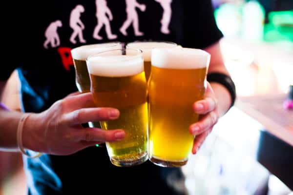 Server carrying beers