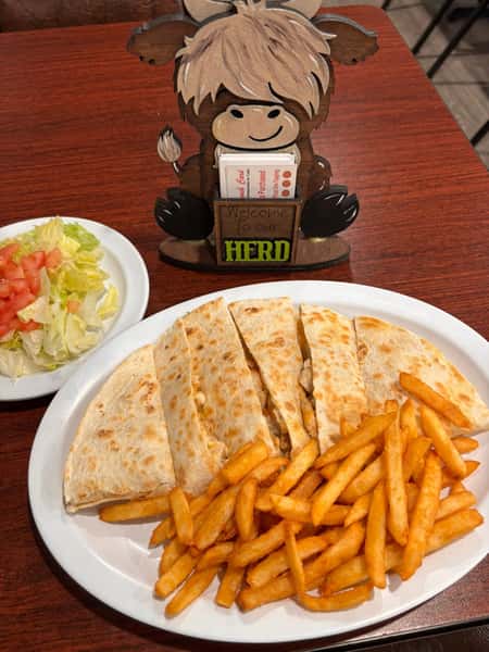 Quesadilla and fries