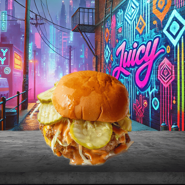 JUICY LUCY IN THE SKY WITH PICKLES BURGER